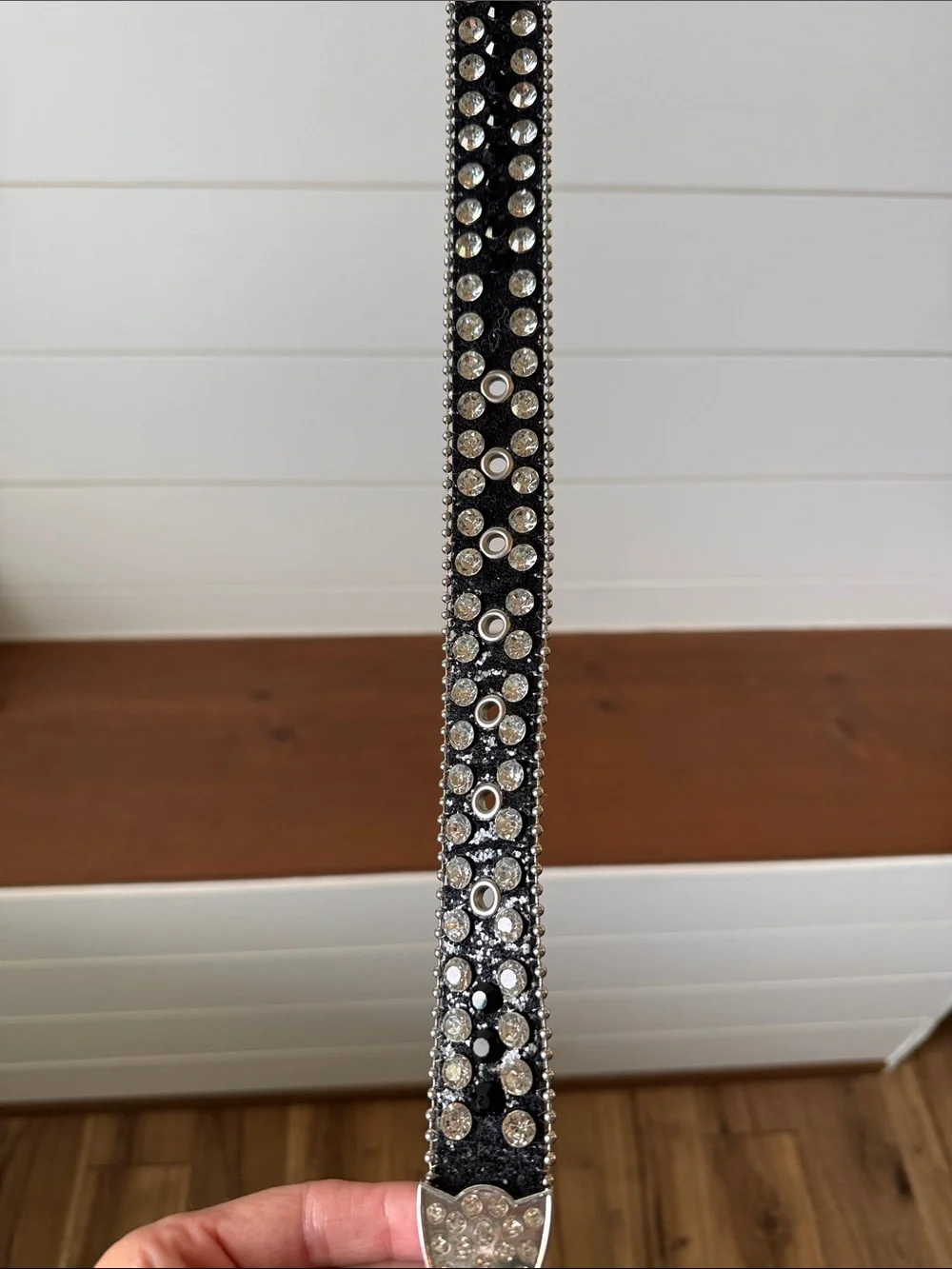 Black Rhinestone Studded Western Belt